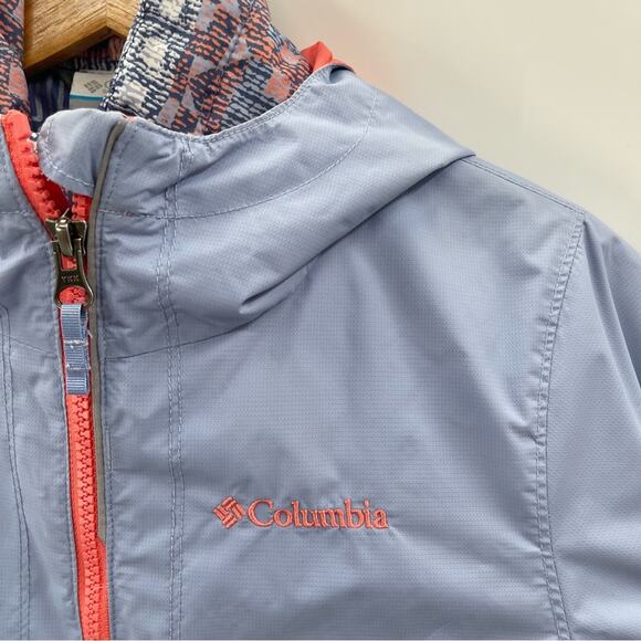 Columbia Interchange Two Layer Blue Southwest Geometric Coat Jacket Girls Medium - Picture 13 of 16